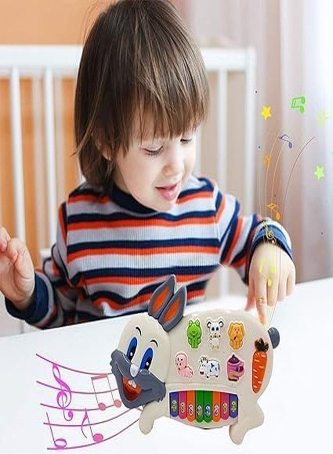SPOCCO | Rabbit Piano Musical Toy Educational Learning Music Keyboard Toys for Kids Playset with Flashing Lights & 6 Animal Sounds & 8 Keys Fun Play Activity Birthday Gift for Boys Girls Toddlers -109 - Image 5